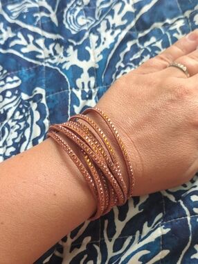Crystal-Embellished Wrap Bracelet in Rose Gold
